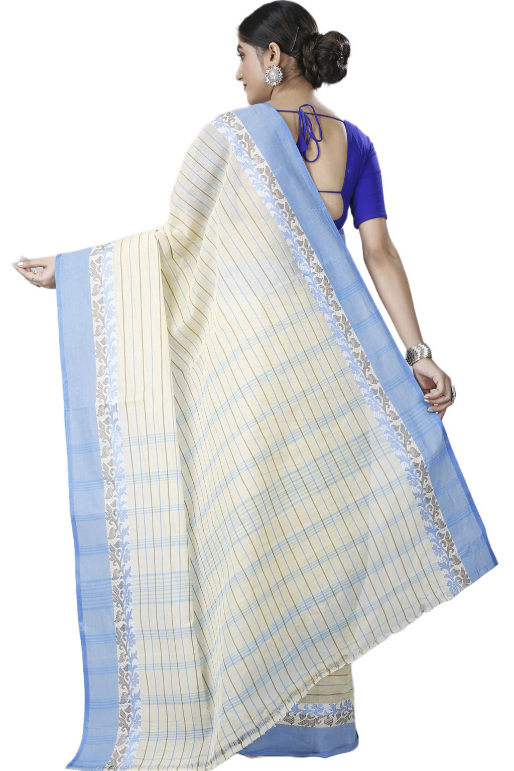 Sky Blue Pure Cotton Subha Tant Saree (1084)